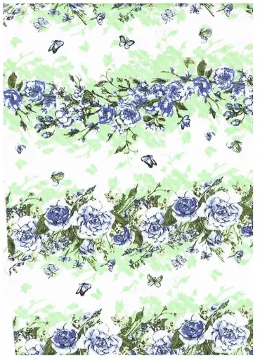 Imagen de Tela para Patchwork 100% algodon de 100*150cms. cod.48733 02 Guarda rosas azules con fondo verde