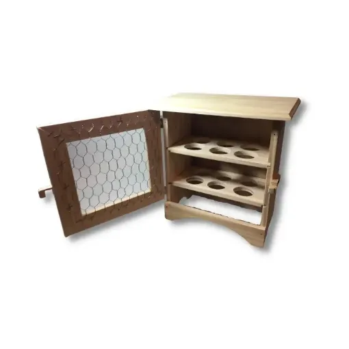 Imagen de Huevera de madera de pino con tejido para 12 huevos de 23x14x24cms.