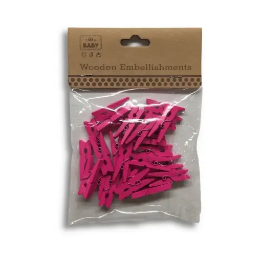 Imagen de Palillitos de madera mini de 3*0.8cms *25 unidades de color rosado