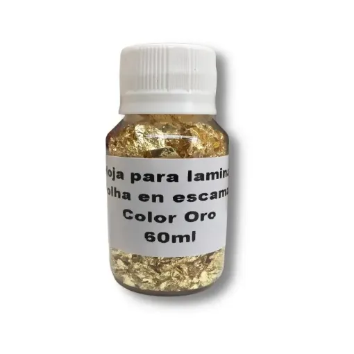 Imagen de Pan de oro Hoja para laminar folha en escamas en frasco de 60ml color Oro