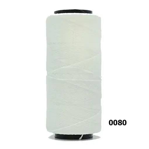 Imagen de Hilo cordon encerado fino 100% polyester 2 cabos cono de 100grs 150mts SETTANYL color 0080 blanco