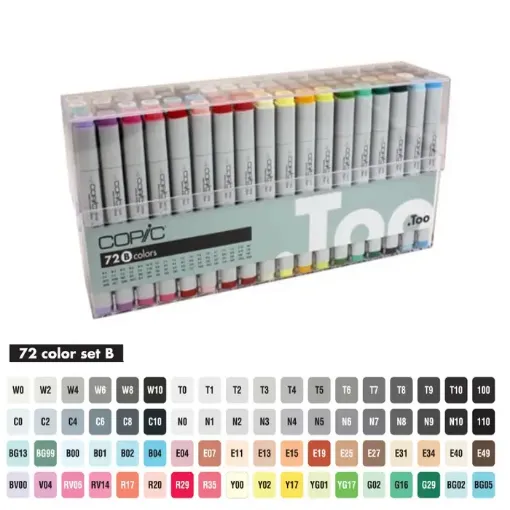 Imagen de Set de marcadores profesionales COPIC SKETCH alcohol doble punta set B de 72 colores