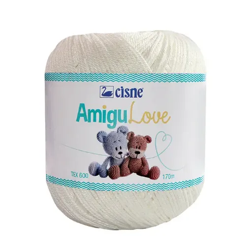 Imagen de Hilo de algodon crochet Amigulove CISNE TEX600 100gr.=170mts color Blanco 0000B
