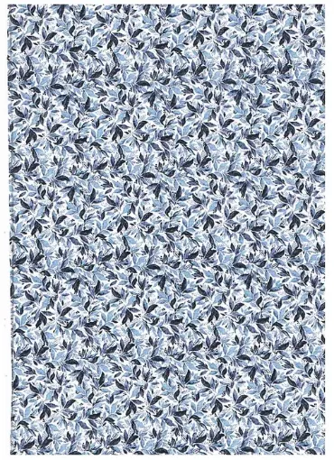 Imagen de Tela para Patchwork 100% algodon de 49*49cms. cod.48257 03  Hojas azul con fondo blanco