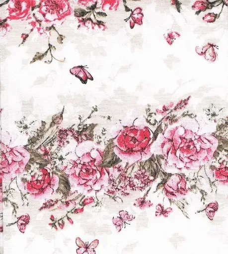 Imagen de Tela para Patchwork 100% algodon de 100*150cms. cod.48733/01 guarda rosas fondo blanco