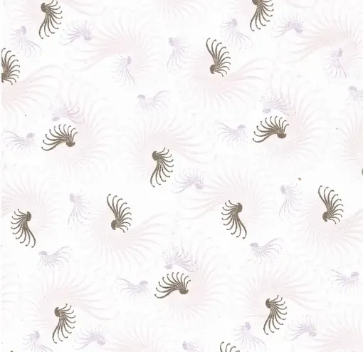 Imagen de Tela para Patchwork 100% algodon de 49*49cms. cod.48956/02 Caracolas con lineas marrones fondo blanco