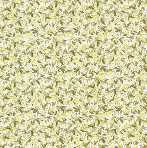 Imagen de Tela para Patchwork 100% algodon de 49*49cms. cod.48257 02 Hojas verde con amarillo fondo blanco