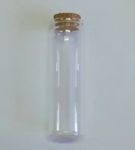Imagen de Frasco de vidrio tipo tubo con tapa de corcho de 2x7cms por 12 unidades