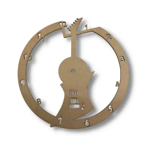 Imagen de Reloj de MDF calado laser de 27cms. modelo guitarra nro.3
