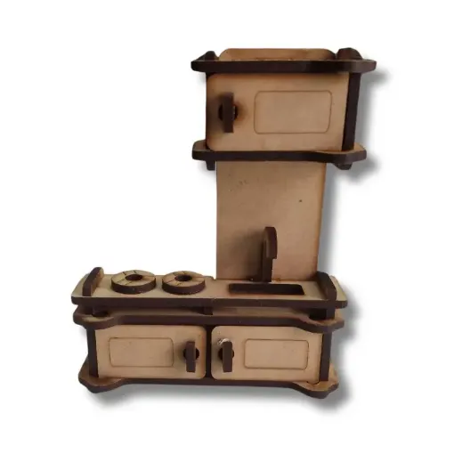 Imagen de Mueble de MDF de casita para Familia mini modelo Mueble de Cocina 10x2.5x13cms