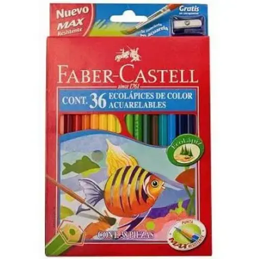 Imagen de Eco Lapices de color acuarelables hexagonales "FABER-CASTELL" en caja de 48 colores