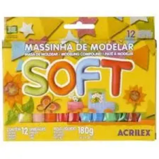 Imagen de Plasticina Soft "ACRILEX" en caja de 12 Colores de 180grs