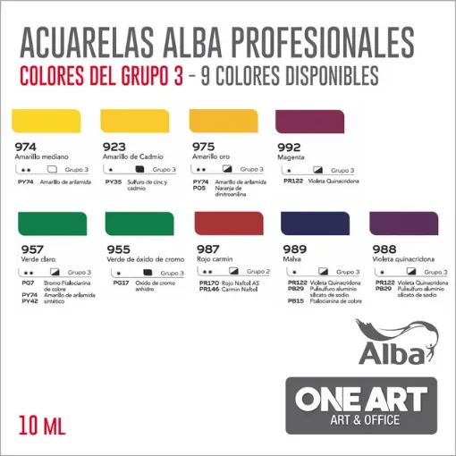 Imagen de Acuarela profesional ALBA pomo de 10ml. GRUPO 3 9 colores a eleccion
