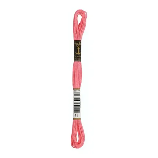 Imagen de Hilo de bordar 100% algodon Mouline ANCHOR 8mts. color 0031 rosado