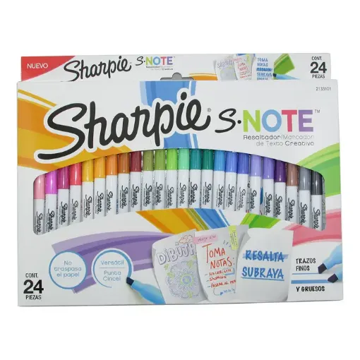 Imagen de Set de marcadores resaltadoresversatil SHARPIE punta fina pastel S-NOTE x24 colores
