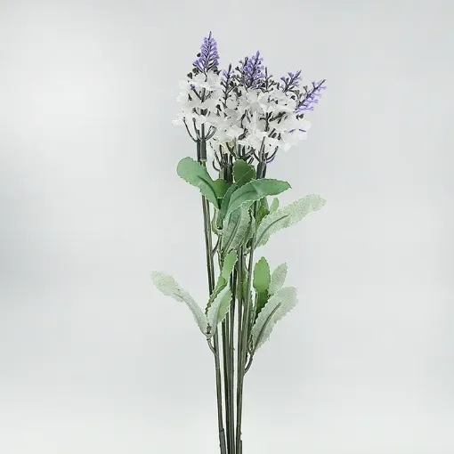 Imagen de Ramo de lavanda artifical de 33cms con 10 flores color blanco con lila