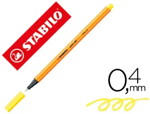 Imagen de Marcadores STABILO POINT 88 fibra fineliner 0.4mms. color nro.24 amarillo limon