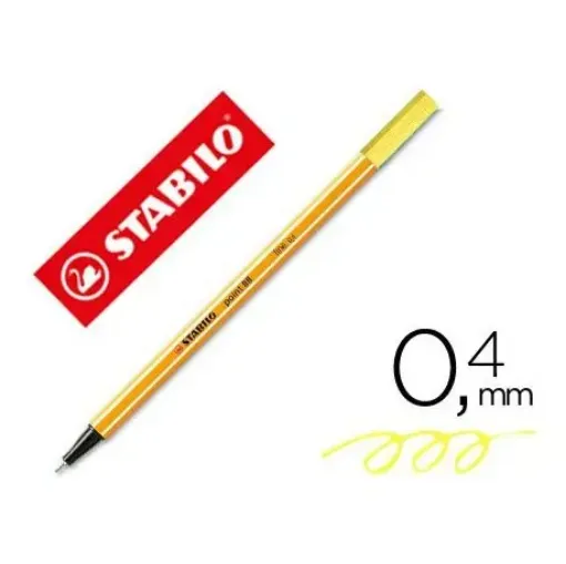 Imagen de Marcadores STABILO POINT 88 fibra fineliner 0.4mms. color nro.24 amarillo fluo neon