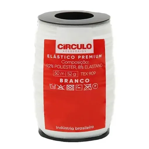 Imagen de Elastico premium suave de 3.5mms "CIRCULO" TEX 909 en madeja de 50mts color blanco