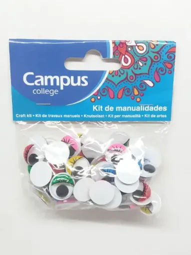 Imagen de Ojitos plasticos "CAMPUS" de colores con pestania por 60 unidades