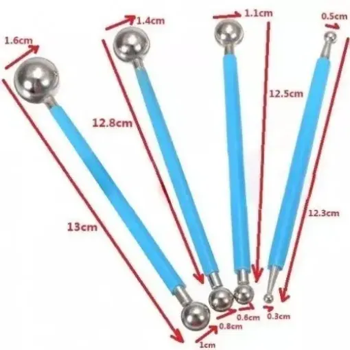 Imagen de Set de 4 bolillos o acocadores metalicos de 13cms. de largo BBA BTS1020