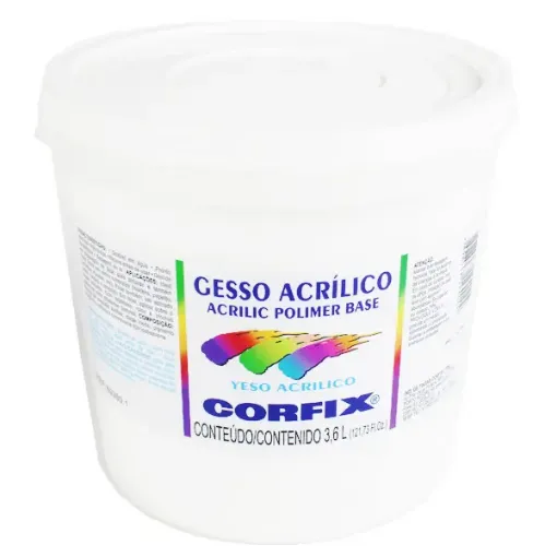 Imagen de Gesso acrilico base para telas lienzos "CORFIX" color Blanco en pote de 3.600ml