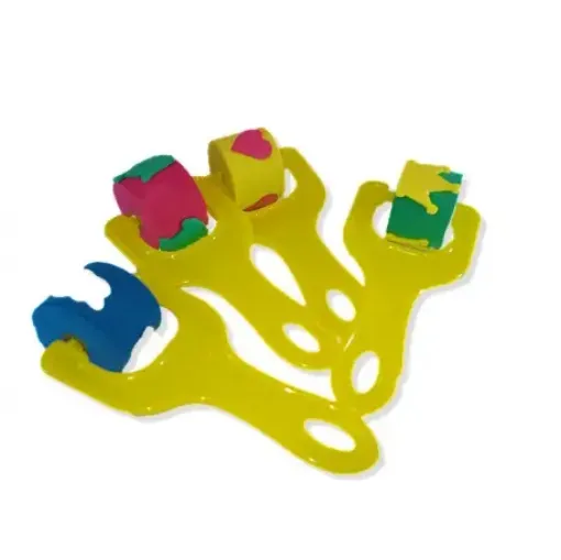 Imagen de Rodillos esponja con formas 4 piezas mango amarillo