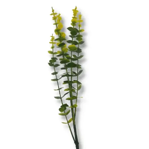 Imagen de Vara de hojas artificiales Eucaliptus plastico de 60cms F940 color verde amarillento