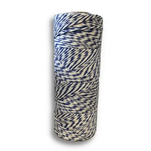Imagen de Cono de hilo de algodon color Azul oscuro combinado con crudo de 150grs.=300mts.