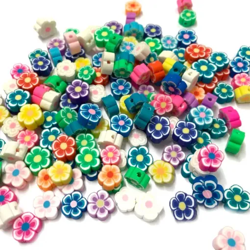 Imagen de Cuentas de fimo con forma flor de 10mms por 20 unidades de colores surtidos