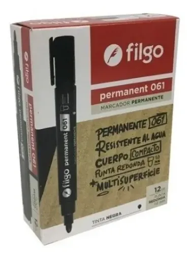 Imagen de Marcador permanente 061 FILGO punta redonda de 1 a 3mms color Negro unidad