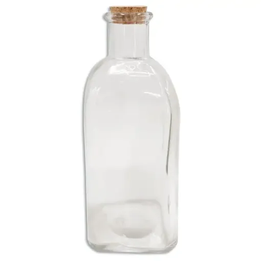 Imagen de Frasco de vidrio botella cuadrada mediana con tapon de corcho de 7*19cms.OFERTA  FE556
