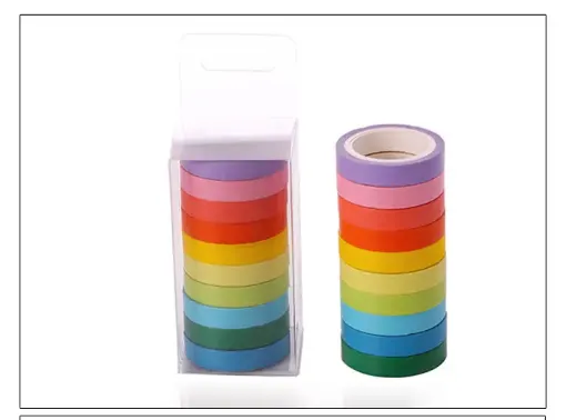 Imagen de Set de 10 washi tape Cinta de papel adhesiva de 7mm. de colores *10 colores