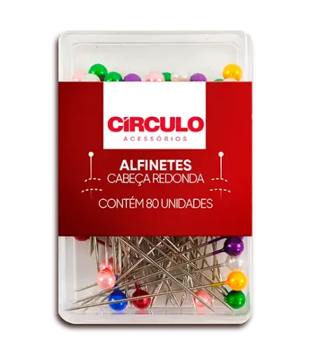 Imagen de Alfileres perla pin de cabeza de colores de 38mms en caja de 80 unidades