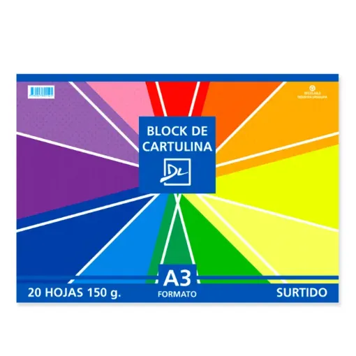 Imagen de Block de cartulina de colores "DL" A3 150grs con 20 hojas