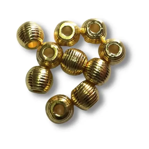 Imagen de Separador metalico cilindro rayado de 10x8mms. x10 unidades color oro