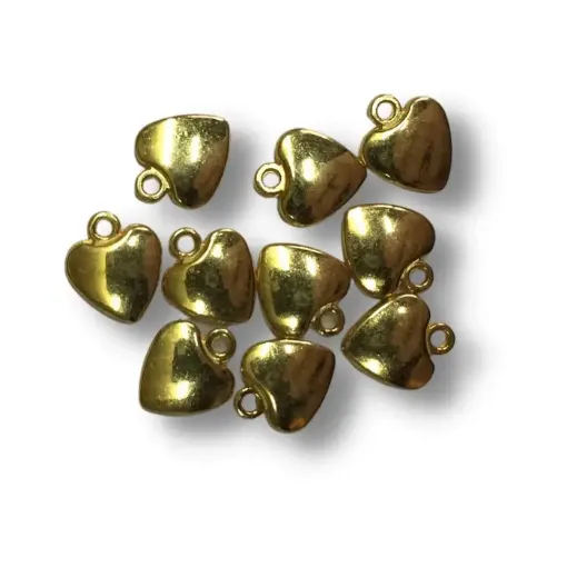 Imagen de Dije de metal forma corazon curvo liso de 10mms por 10 unidades color Oro