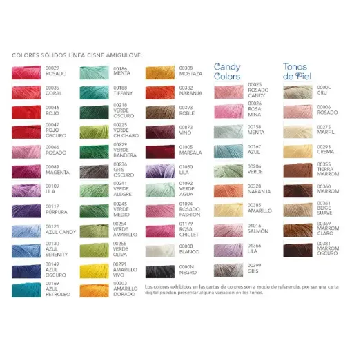 La Casa del Artesano-Hilo de algodon crochet Amigulove CISNE TEX600  100gr.=170mts - varios colores