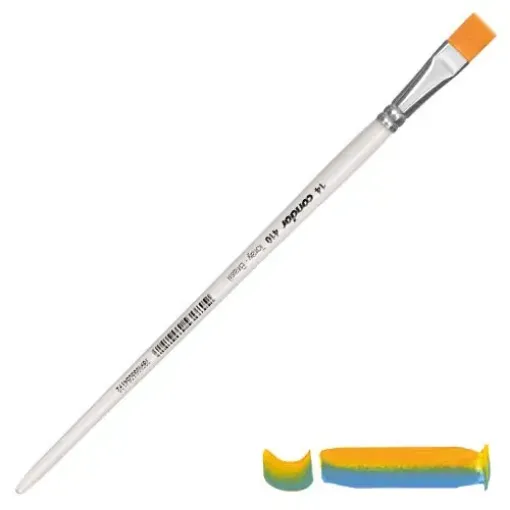 Imagen de Pincel de punta chata de filamento sintetico toray y mango largo blanco CONDOR Serie 410 - varias medidas
