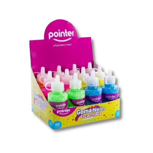 Imagen de Goma escarchada glitter con goma colores Neon POINTER de 60grs. 6 colores diferentes