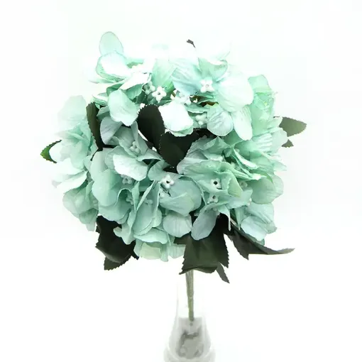 Imagen de Ramo de hortensias artificiales *4 flores *35cms. color turqueza