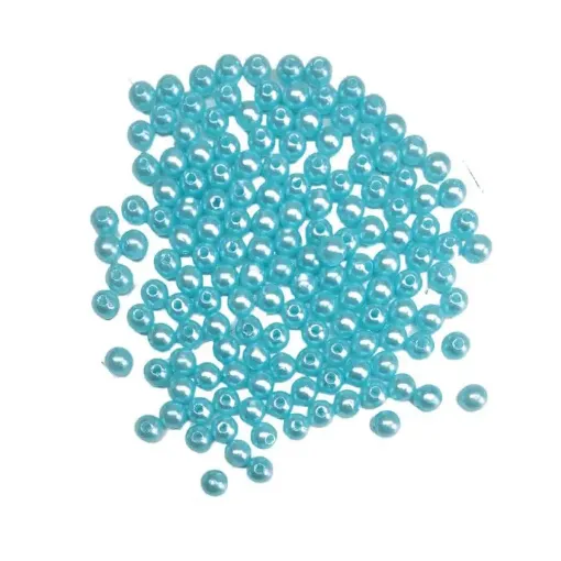 Imagen de Perlas con agujero para enhebrar de plastico ABS brillantes de 6mms "CIRCULO" x25grs=230 unidades color Celeste 100