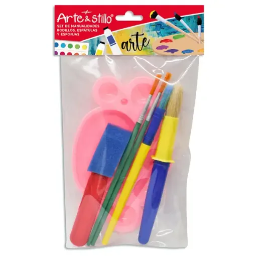 Imagen de Set de accesorios de pintura con pinceles esponja y gode x6 articulos "ARTE & STILLO"