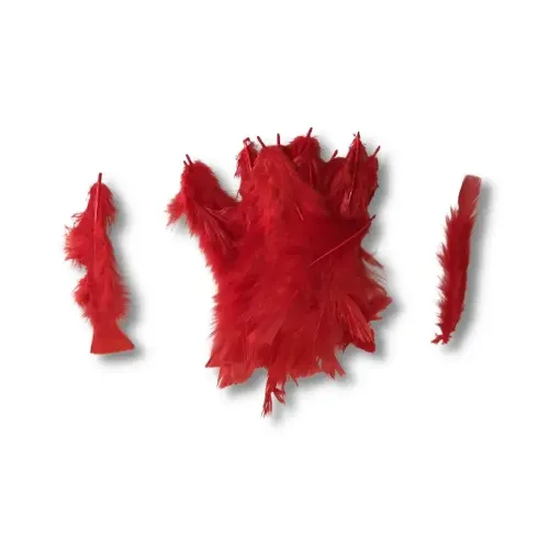 Imagen de Plumas de pavo de 7 a 17cms. surtidas  *5grs. (30 unid.aprox.) color Rojo