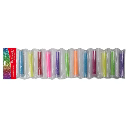 Imagen de Brillantina colores pastel iridiscente en tubo de 7.5cms. FX0100 set de 12 colores surtidos