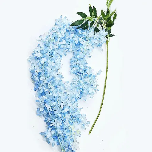 Imagen de Guia de flores artificiales planta colgante lluvia con hojas de 125cms. color celeste