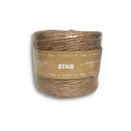 Imagen de Cordon trenzado de yute "STAR" cuerda natural de jute de 3mms en bobina de 500grs=100mtrs Aprox
