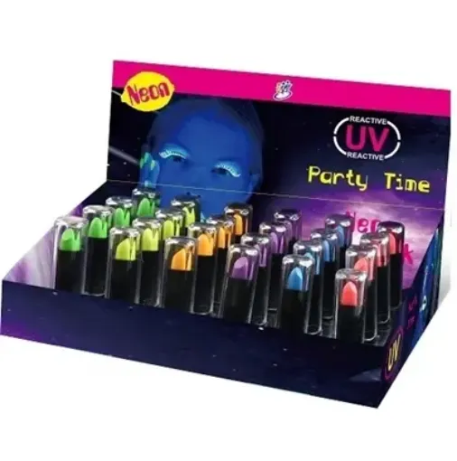Imagen de Lapiz labial maquillaje UV Party Time Set de 24 unidades 6 colores NEON diferentes