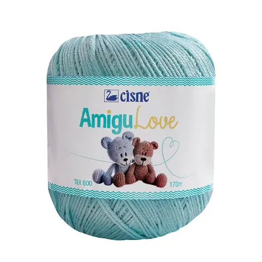 Imagen de Hilo de algodon crochet Amigulove CISNE TEX600 100gr.=170mts color Celeste Caramelo 00167