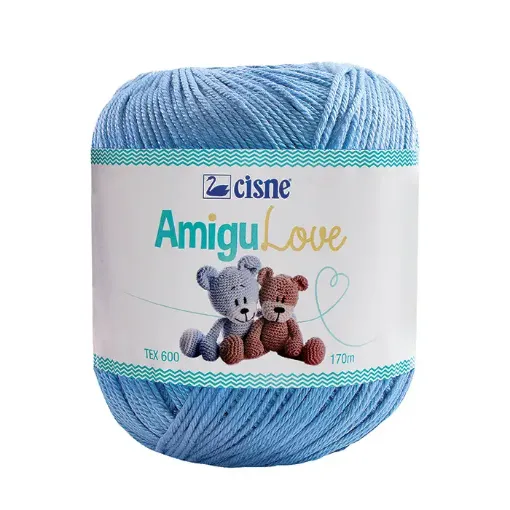 Imagen de Hilo de algodon crochet Amigulove CISNE TEX600 100gr.=170mts color Azul celeste Aruba 00130